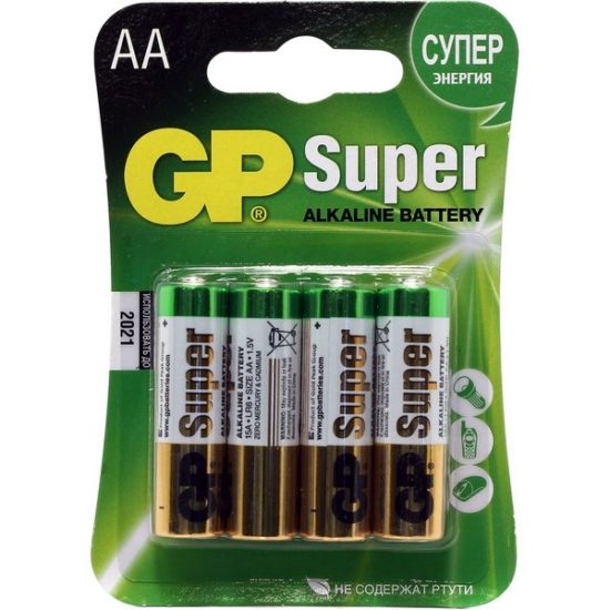 Батарейки GP LR6 (AA) Super Alkaline 4 шт в блистере
