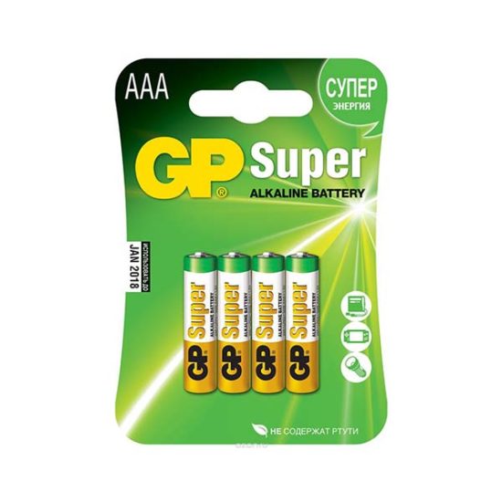 Батарейки GP LR03 (AAA) Super Alkaline 4 шт в блистере (24A-2CR4)