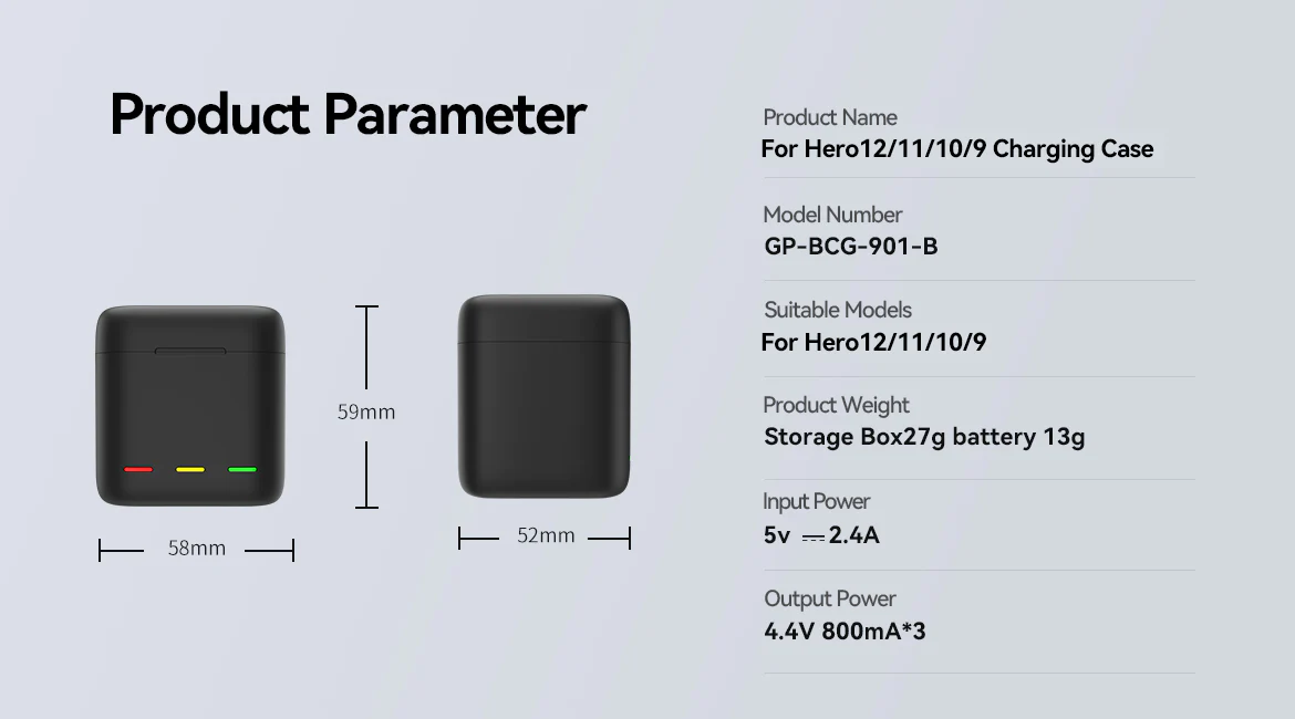 Комплект TELESIN зарядное устройство на 3 акб + 2 аккумулятора GoPro 9 10 11 12 (GP-BNC-901-B)