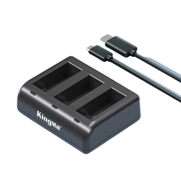 Комплект Kingma BM060 зарядное устройство на 3 акб + 2 аккумулятора GoPro 9 10 11 12 — изображение 2